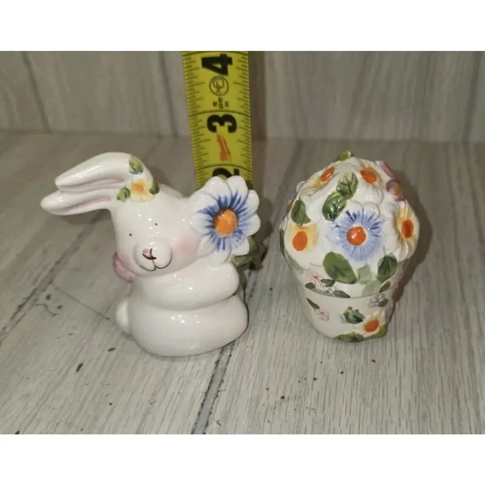Vtg Easter Egg Plate Bunny Salt n Pepper Shakers Deviled Egg Plate Egg Display